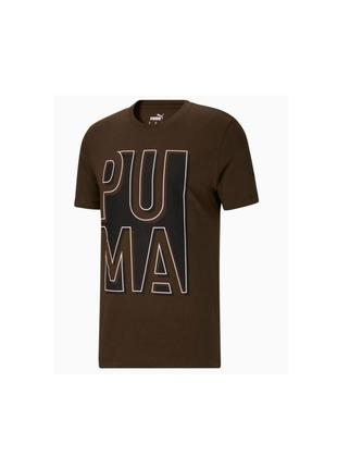 Футболка puma stacked box tee inf deep olive l