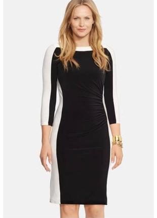 Черно-белое стрейч платье миди lauren ralph lauren dress