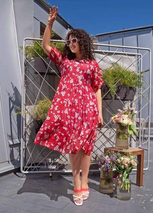 Стильна сукня жіноча великого розміру,червона,різнокольорова,плаття великий розмір літне,на літо 20231 фото
