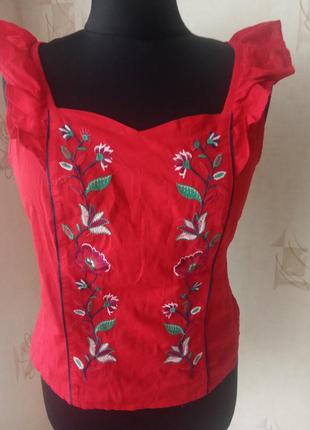 Натуральная моделирующая блуза вышиванка корсет, хлопок, tu3 фото