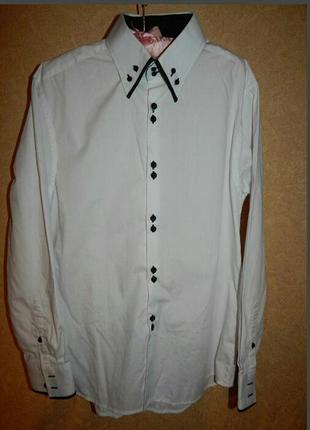 Стильная белоснежная мужская  рубашка размер м