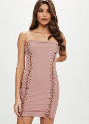 Пудрова сукня зі шнурівкою missguided2 фото