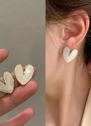 Серьги гвоздики золотистие сережки сережки в форме сердца сережки сердечка