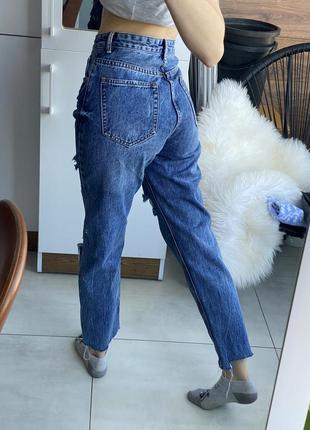 Джинси мом , джинси з необробленим краєм , джинси з рваностями9 фото