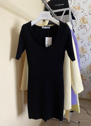 Маленька чорна сукня плаття по фігурі трикотажна бандажна zara платье1 фото