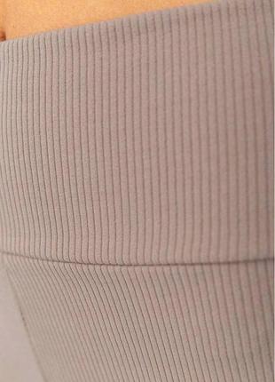 Демисезонные лосины в рубчик с широким поясом "desire" цвет мокко4 фото