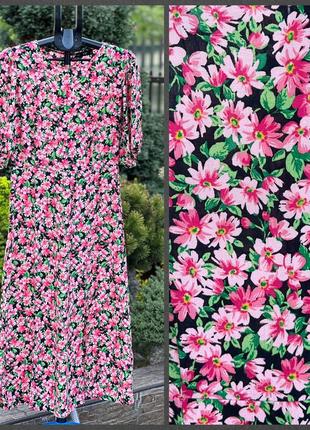 Стилььне яскраве плаття сукня міді f&f 100% віскоза