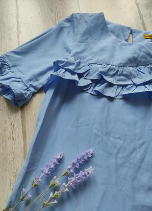 Нова жіноча блакітна нарядна сукня з оборками🔸 perle donna