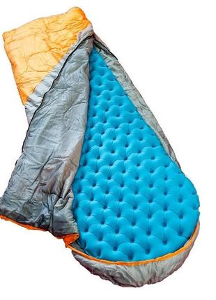 Коврик надувной туристический , матрас lighttour (овал) синий.4 фото