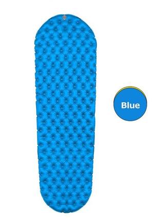 Килимок надувний туристичний, матрац lighttour (овальний) синій.1 фото