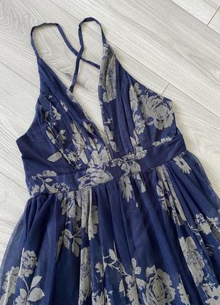Вечернее платье макси в пол платье сетка с цветами обнаженной спинкой выпускная4 фото