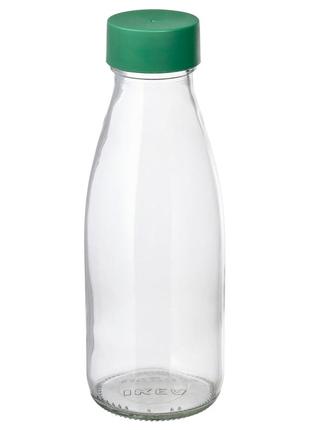 Пляшка для води, прозоре скло, зелений, 0, 5 л3 фото
