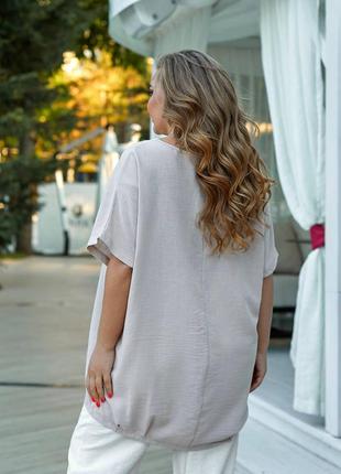 Женская льняная туника свободная блуза оверсайз 3 цвета6 фото
