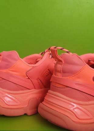 Bershka all neon multi-piece sneaker, яркие оранжевые кроссовки сникерсы, 395 фото