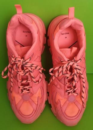 Bershka all neon multi-piece sneaker, яркие оранжевые кроссовки сникерсы, 396 фото