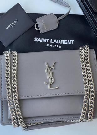 Серая сумка ив сен лоран кожа yves saint laurent