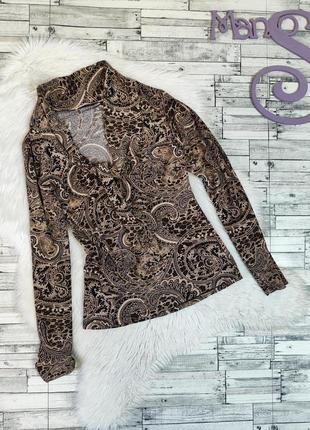 Женская трикотажная блуза коричневого цвета с принтом размер 46 м