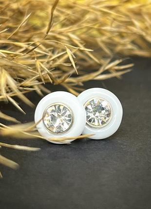 Керамическое кольцо и серьги женские белые