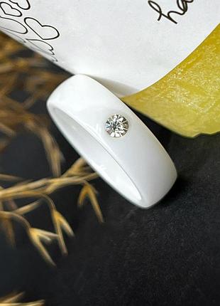 Керамическое кольцо и серьги женские белые