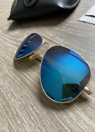 Очки солнцезащитные ray-ban rb3025 112/17 aviator blue flash mirrored lens metal3 фото