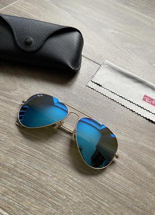 Очки солнцезащитные ray-ban rb3025 112/17 aviator blue flash mirrored lens metal1 фото