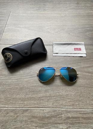 Очки солнцезащитные ray-ban rb3025 112/17 aviator blue flash mirrored lens metal2 фото