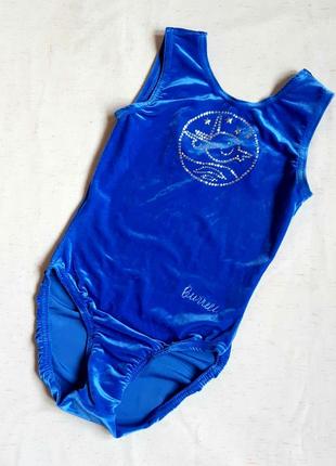 Купальник burell designs англия голубой велюровый для танцев, гимнастики размер 28 на 8-11 лет1 фото
