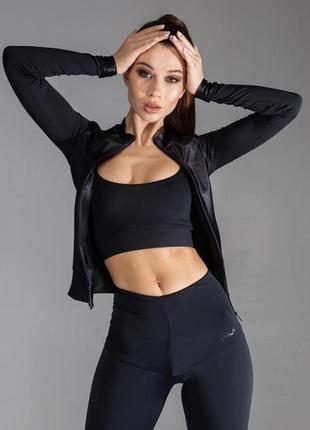 Черная кофта для спорта с молнией2 фото