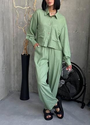 Женский костюм из льна, который точно покоряет сердце любой модницы. rose
