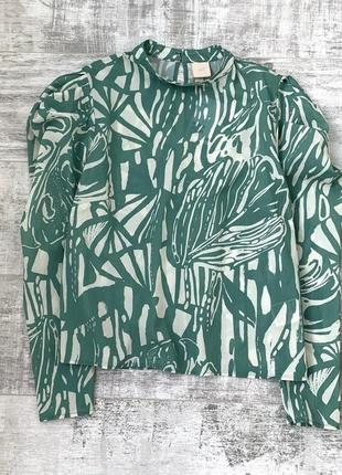 Новая хлопковая блуза рубашка топ h&m zara с объемными рукавами 100 % хлопок3 фото