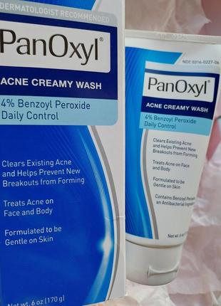 Panoxyl creamy acne wash 4% benzoyl peroxide - пенка для умывания против акне1 фото