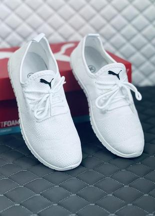 Кроссовки слипоны женские летние сетка puma run белые пума беговые4 фото