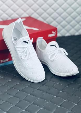 Кроссовки слипоны женские летние сетка puma run белые пума беговые5 фото