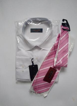 Белая мужская рубашка + галстук1 фото