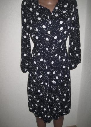Вискозное платье рубашка халат в горошек sosandar р-р121 фото