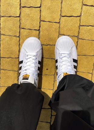 Мужские кеды adidas superstar white black3 фото