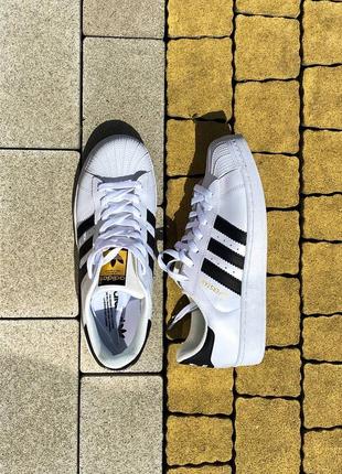 Мужские кеды adidas superstar white black7 фото