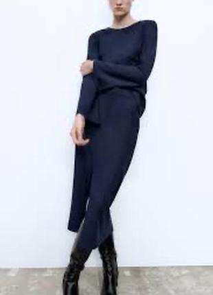 Юбка миди zara с завышенной талией,