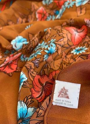 Шелковый винтажный цветочный платок2 фото