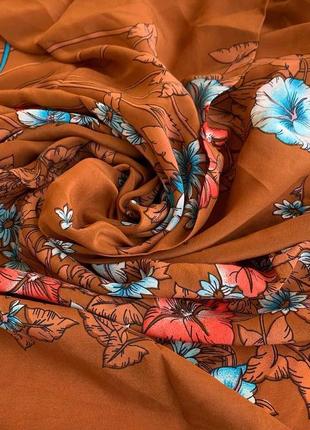 Шелковый винтажный цветочный платок3 фото
