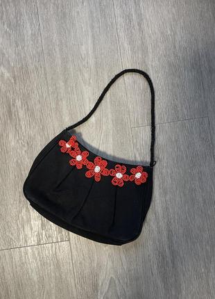 Винтажных сумочка багет с цветами из бисера2 фото