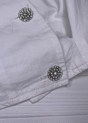 Блуза укорочена біла з ґудзиками у камінцях zara6 фото