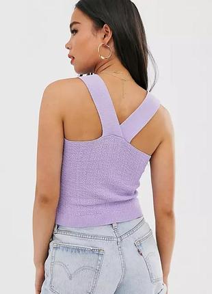 Стильний ліловий топ  asos xs/s  в'язаний в рубчик майка