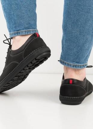Стильные черные мужские туфли мокасины с перфорацией летние4 фото
