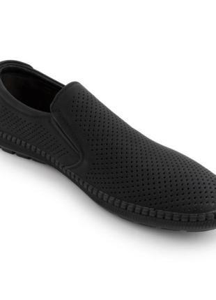 Стильные черные мужские туфли мокасины с перфорацией летние дышащие2 фото