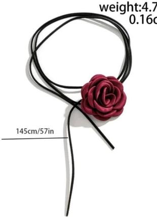 Чокер намисто з великою квіткою квітка троянда на шию  мереживне троянди на шнурку шнурок у2к y2k у стилі 90х 2000х на руку талію7 фото