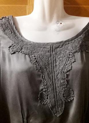 Брендовая 100% шелк стильная блуза с кружевом р.m от tommy hilfiger3 фото