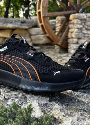 Кроссовки мужские puma rs-x black/orange кожа-сетка2 фото