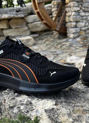 Кроссовки мужские puma rs-x black/orange кожа-сетка3 фото