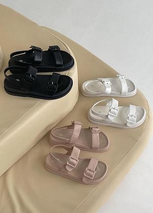 Босоніжки сандалі жіночі білі екошкіра чорні беж 107943 фото